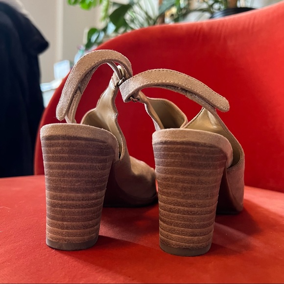 Naturalized Suede Open Toe Mules, Thick Heel - Picture 5 of 11